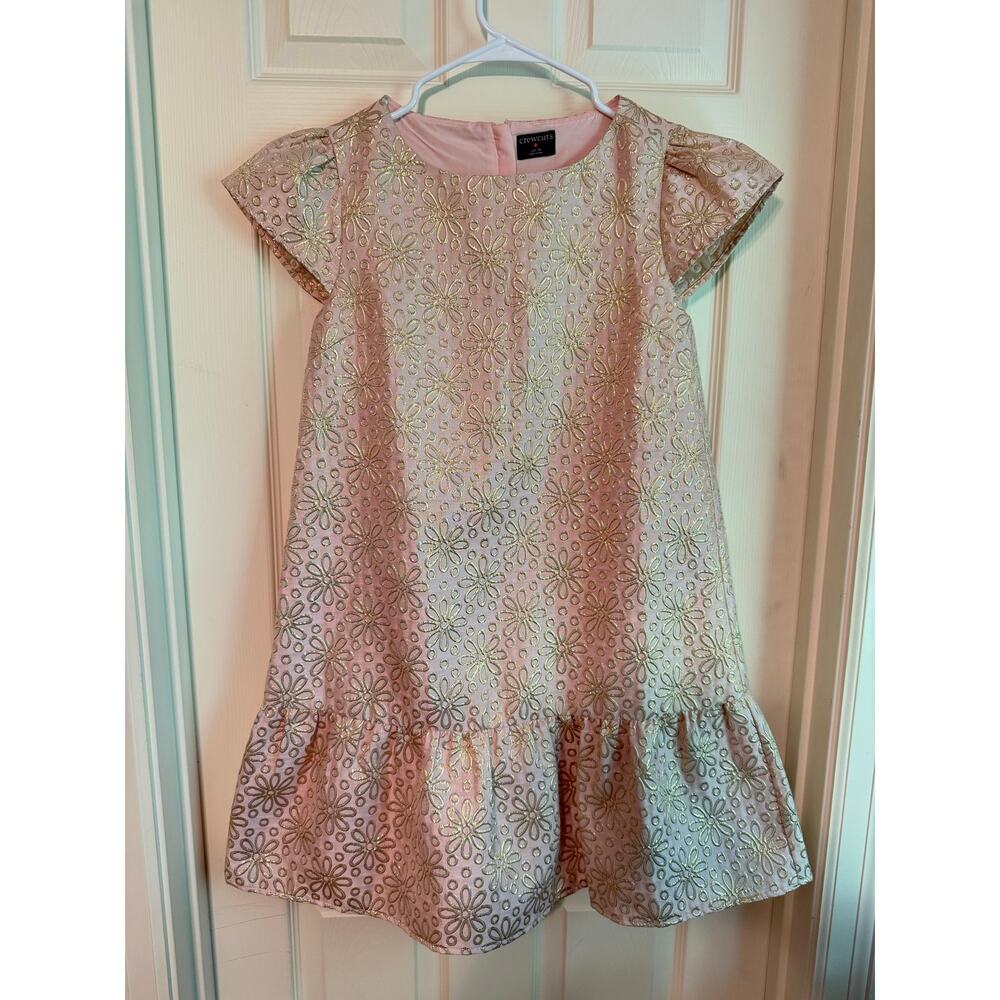 J. Crew Crewcuts Drop-Waist Jacquard Dress Holiday Recital Pink Floral Girls' 14 - Picture 2 of 8